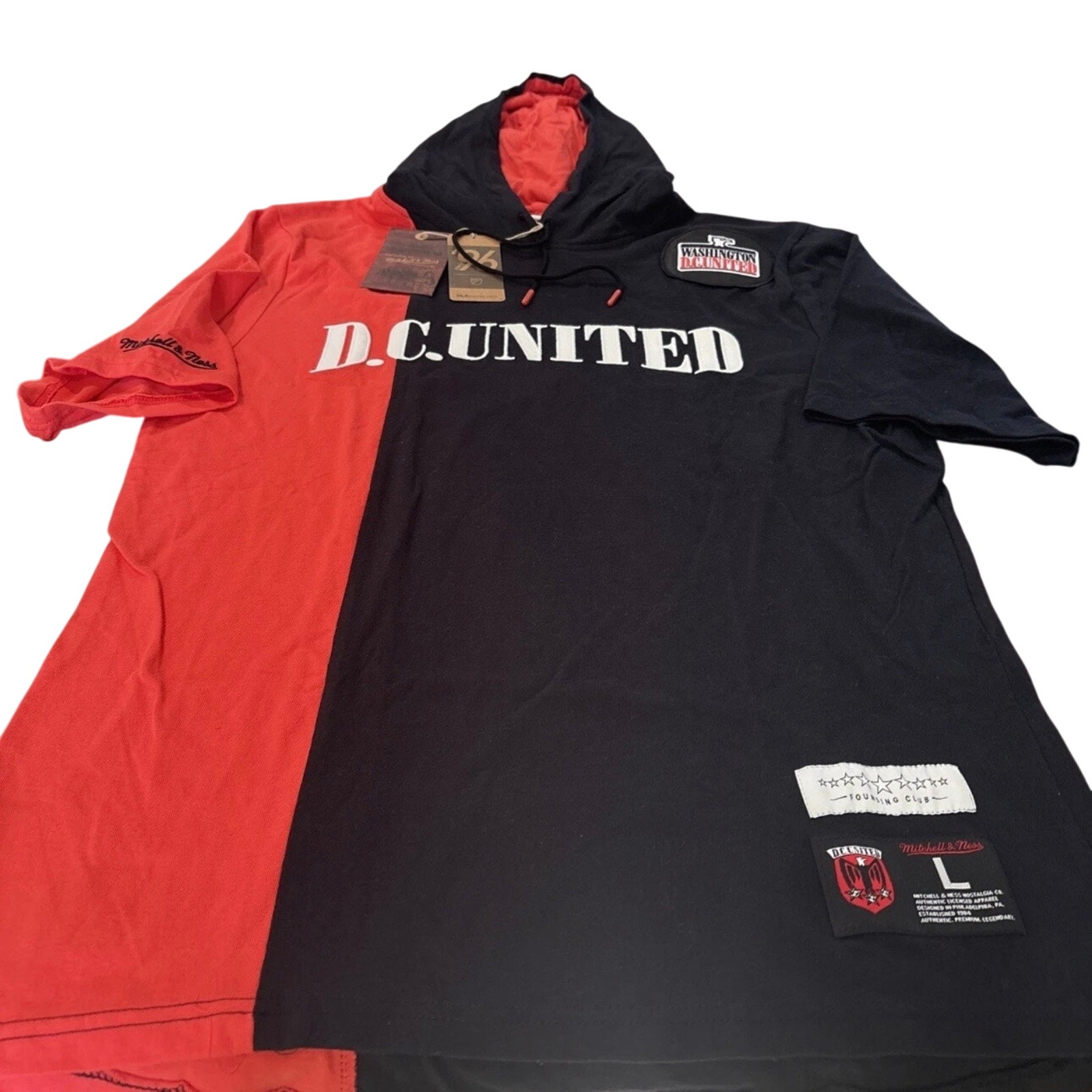 Mitchell & Ness Dc United Split Hoodie Shirt Mens Large Nwt Mls Soccer Black Red